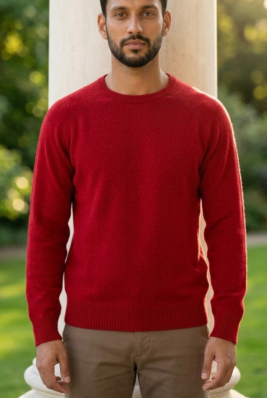 VTG 90s Lambswool Deep Red Sweater Mens Size L Crewneck Frat Preppy Heritage Ivy